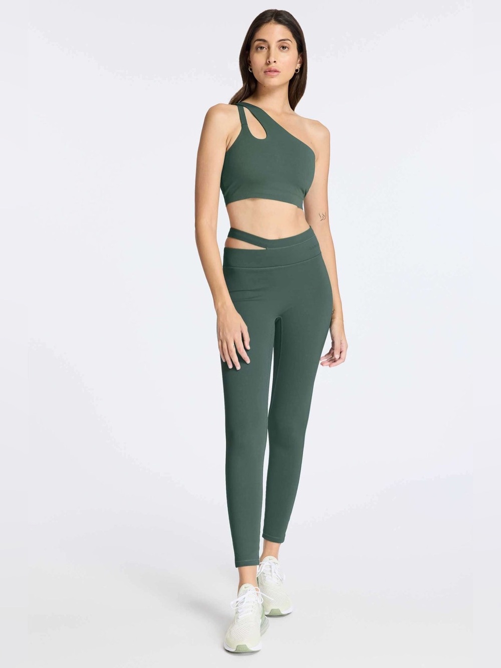Carbon38/BANDIER | Aria One Shoulder Bra & Asymmetric Leggings Set | Small